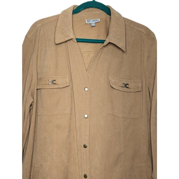 JM Collection Jacket Women's X-Large Light Brown Career Casual Snaps Activewear - Picture 3 of 6